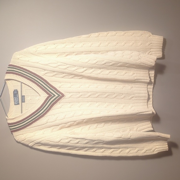 Ralph Lauren Cream V-Neck Cable Knit Sweater